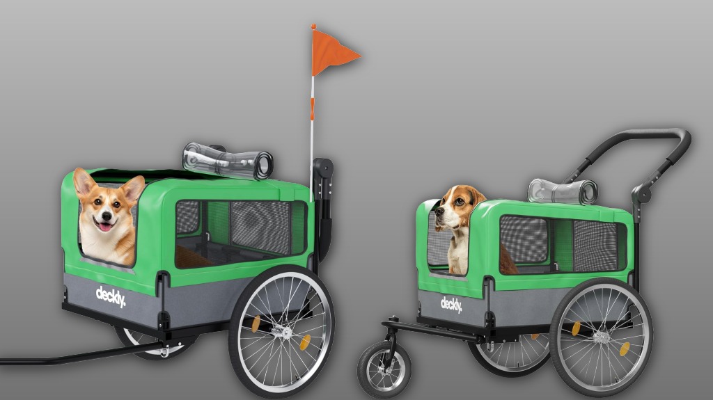 compact versatile canine cycling trailer