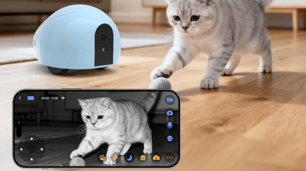 pet monitoring treat dispensing robot